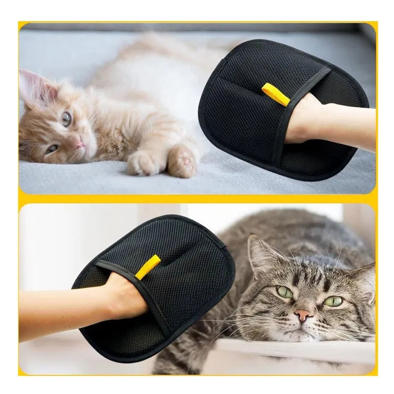 Gant de toilettage Frisqo pour chien et chat — brosse silicone ramasse-poils