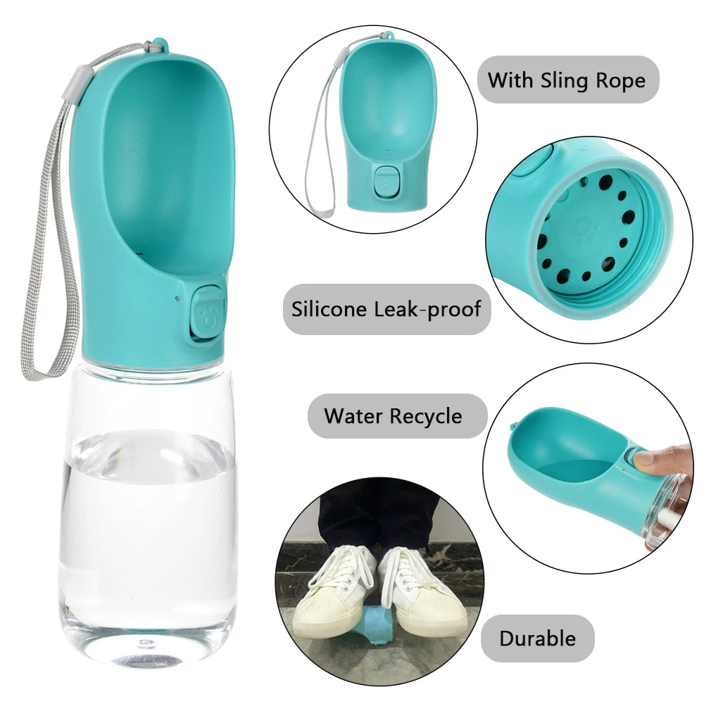 Gourde portable Frisqo pour chien — bouteille d'eau de promenade 2-en-1