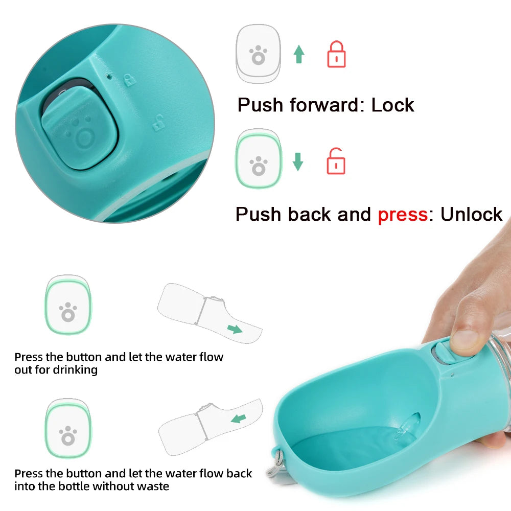 Gourde portable Frisqo pour chien — bouteille d'eau de promenade 2-en-1
